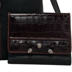 Brighton Black & Brown Crocodile Embossed Wallet - Like New
